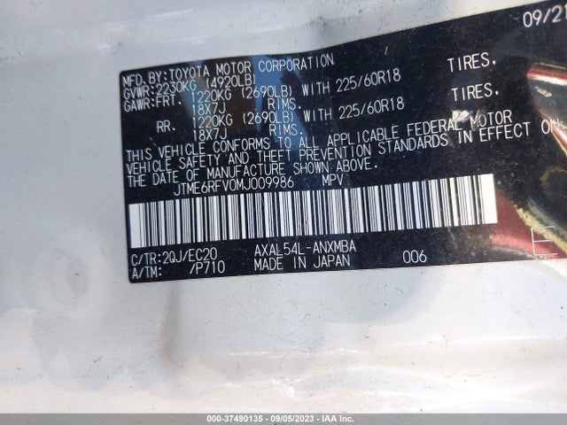 JTME6RFV0MJ009986 Toyota Rav4 Hybrid Xse