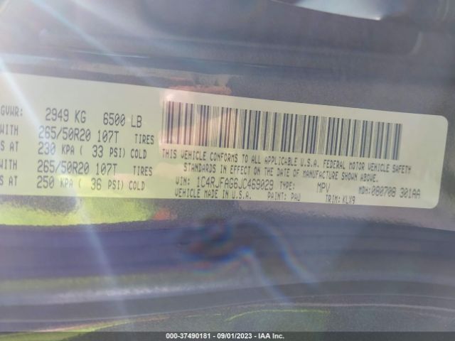 1C4RJFAG6JC469029 Jeep Grand Cherokee Altitude