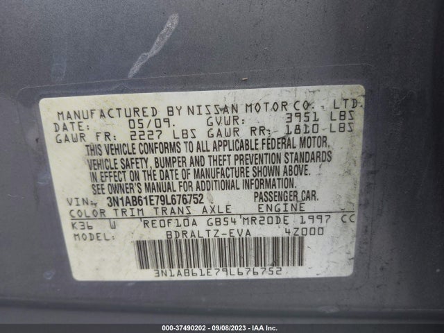 2009 NISSAN SENTRA 2.0 S FE+ VIN: 3N1AB61E79L676752