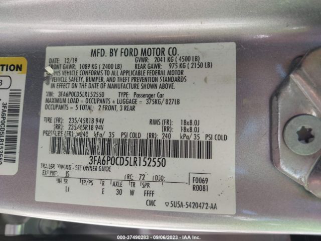 3FA6P0CD5LR152550 Ford FUSION SEL