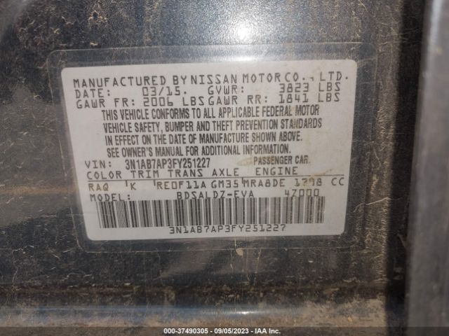 3N1AB7AP3FY251227 Nissan SENTRA SV