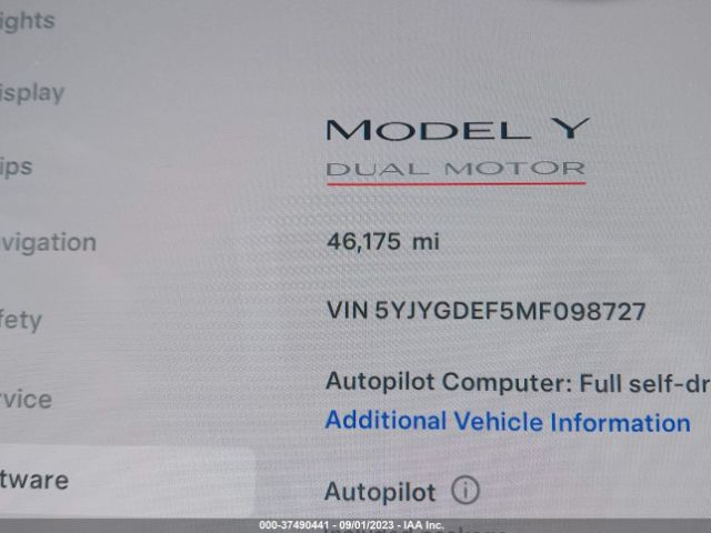 5YJYGDEF5MF098727 Tesla Model Y Performance