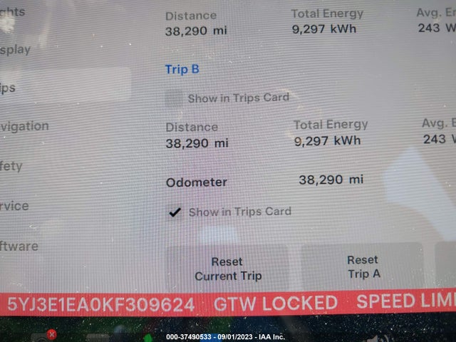 2019 Tesla 3, VIN: 5YJ3E1EA0KF309624