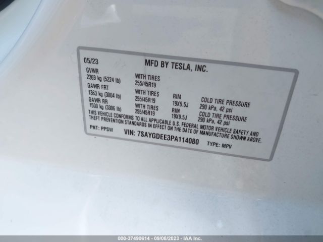 7SAYGDEE3PA114080 Tesla Model Y Long Range