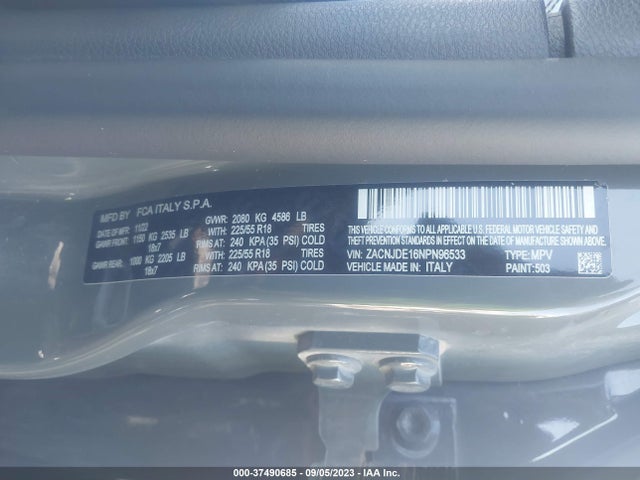 ZACNJDE16NPN96533 Jeep Renegade Altitude