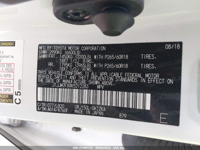 JTJJM7FXXK5212283 Lexus 460 Luxury
