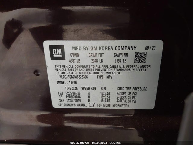 Chevrolet Trax Lt 2021 KL7CJPSB2MB326326 Image 9