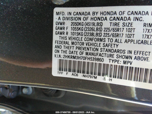 Honda Cr-v Ex-l 2015 2HKRM3H70FH539860 Image 9