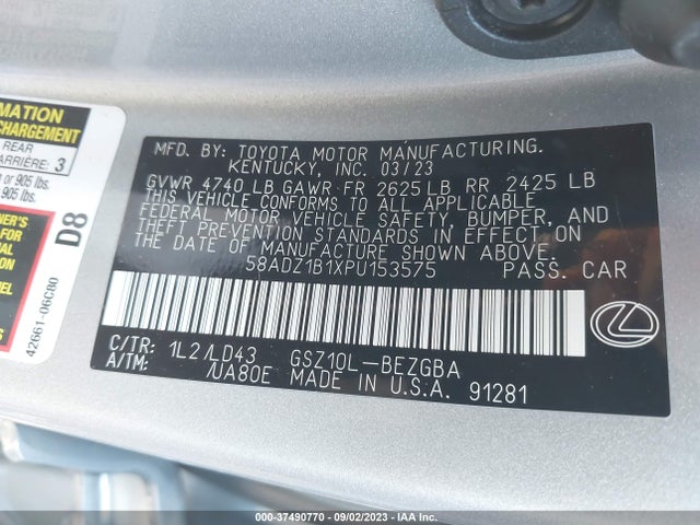 2023 Lexus ES, VIN: 58ADZ1B1XPU153575