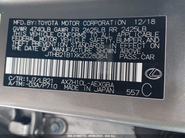 JTHB21B1XK2028084 Lexus Es Es 300h
