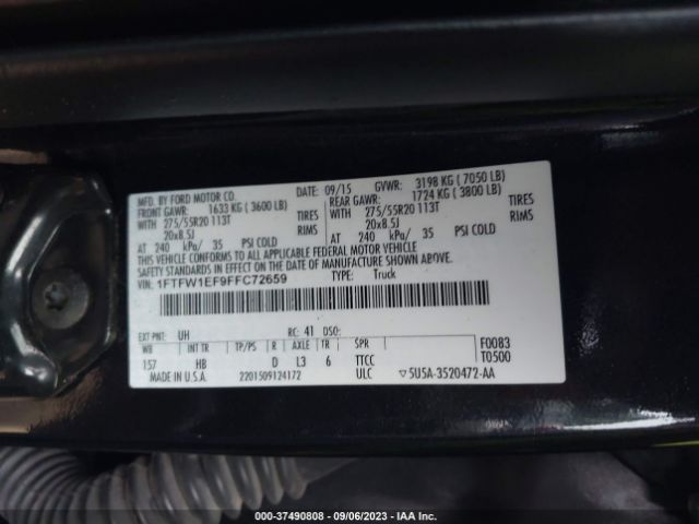 1FTFW1EF9FFC72659 Ford F-150 Xlt W