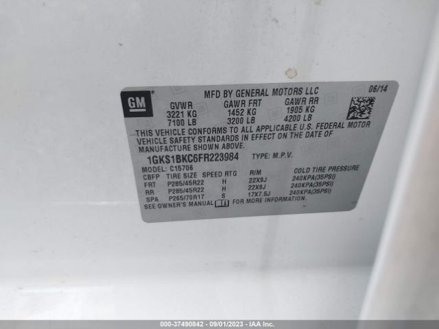 1GKS1BKC6FR223984 GMC YUKON SLT