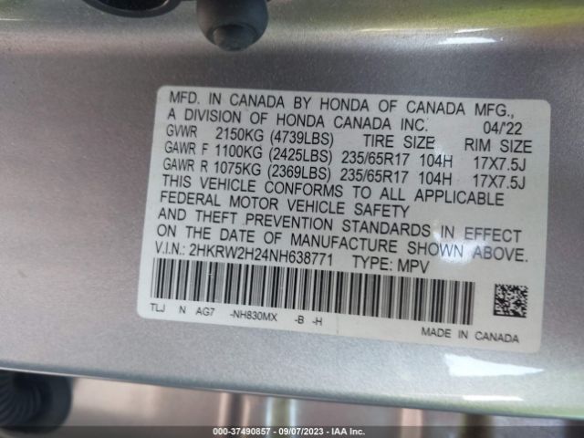 2HKRW2H24NH638771 Honda CR-V LX