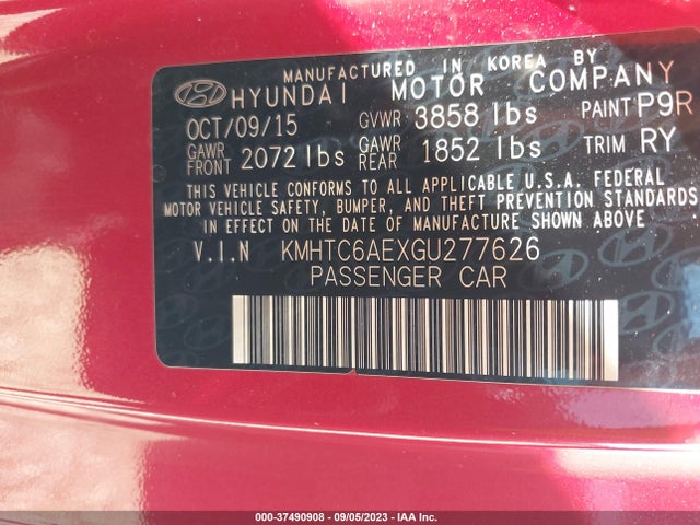 Hyundai Veloster Turbo 2016 KMHTC6AEXGU277626 Image 9