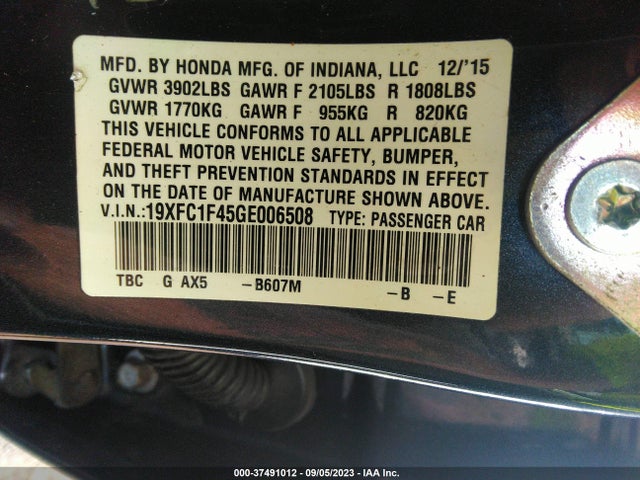 Honda Civic Ex-t 2016 19XFC1F45GE006508 Image 9