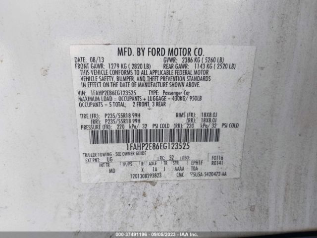 1FAHP2E86EG123525 Ford TAURUS SEL