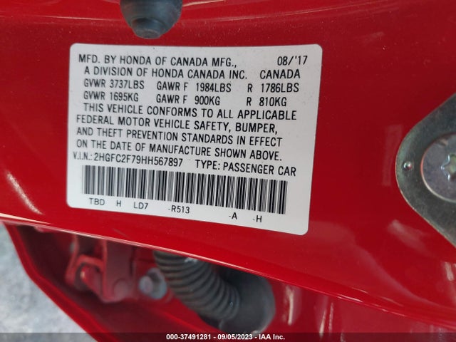 Honda Civic Sedan Ex 2017 2HGFC2F79HH567897 Image 9