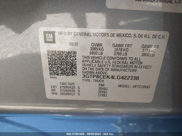 3GTP8CEK4LG422338 GMC Sierra 1500 Elevation