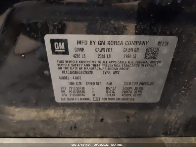 KL4CJASB8GB628220 Buick Encore