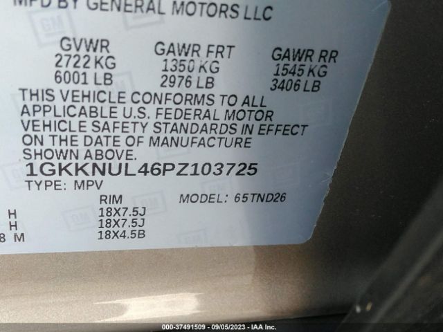 1GKKNUL46PZ103725 GMC ACADIA SLT