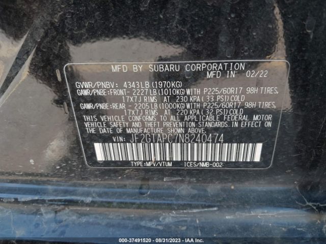 JF2GTAPC7N8240474 Subaru Crosstrek Premium