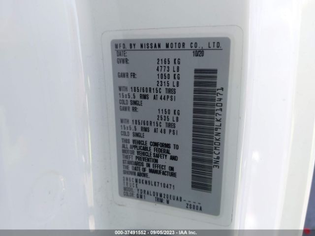 3N6CM0KN9LK710471 Nissan Nv200 Compact Cargo S