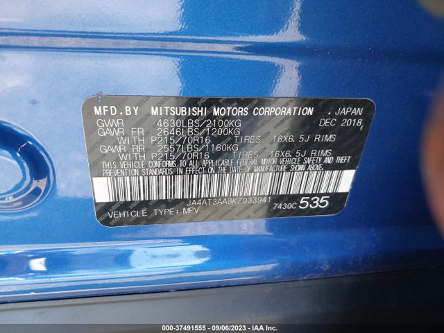 JA4AT3AA8KZ033941 Mitsubishi Eclipse Cross Es