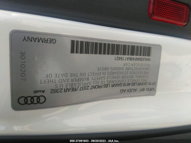 Продаж на аукціоні авто 2019 Audi A4 40 Premium/40 Titanium Premium, vin: WAUGMAF49KA115421, номер лоту: 37491603