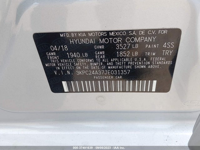 Hyundai ACCENT SE 2018 3KPC24A37JE031357 Image 9