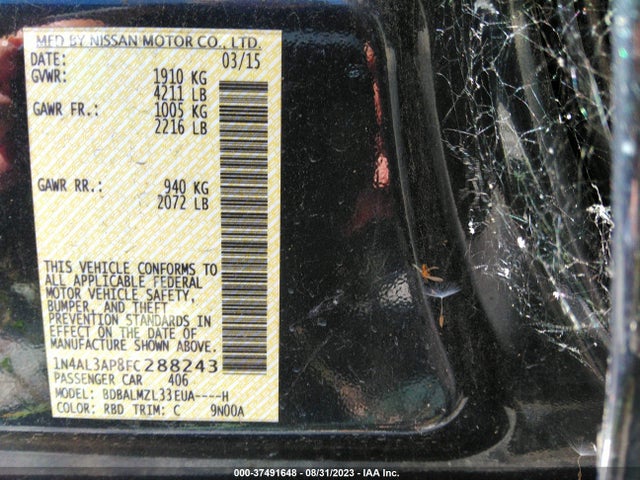 Nissan Altima 2.5 Sv 2015 1N4AL3AP8FC288243 Image 10