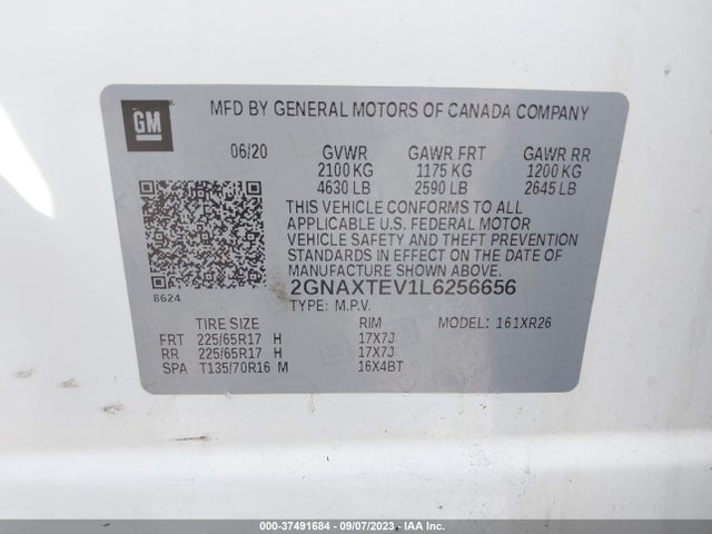 Chevrolet EQUINOX LT 2020 2GNAXTEV1L6256656 Image 9