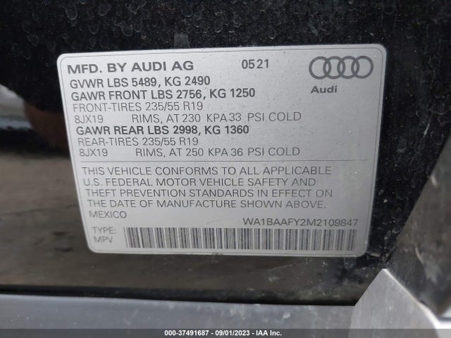 WA1BAAFY2M2109847 Audi Q5 Premium Plus