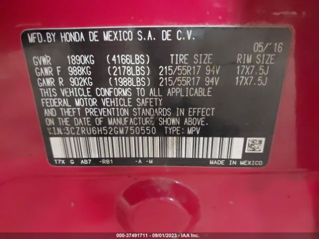 3CZRU6H52GM750550 Honda HR-V EX