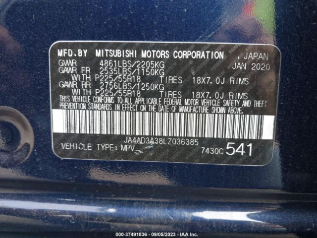 JA4AD3A38LZ036385 Mitsubishi Outlander Se/sel/le/sp