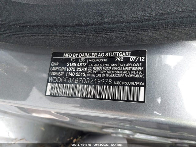 2013 MERCEDES-BENZ C 300 SPORT 4MATIC/LUXURY 4MATIC VIN: WDDGF8AB7DR249978