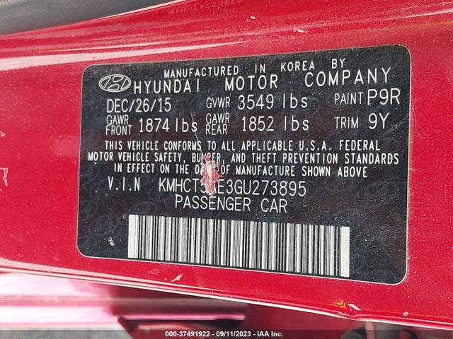 2016 HYUNDAI ACCENT SE VIN: KMHCT5AE3GU273895