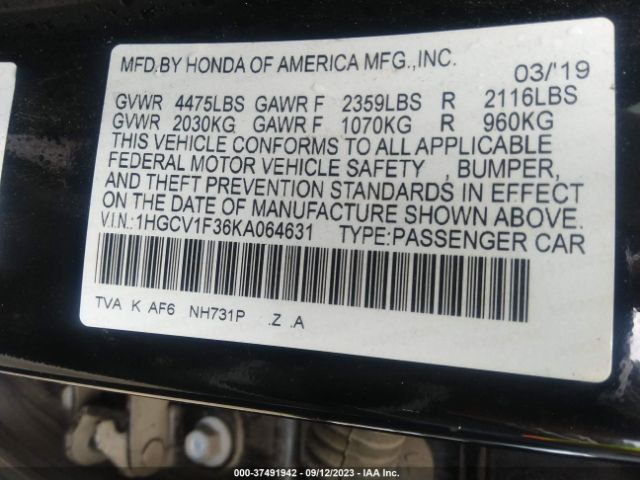 1HGCV1F36KA064631 Honda Accord Sedan Sport 1.5t