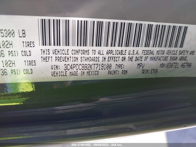 Dodge JOURNEY SE 2019 3C4PDCBB2KT719100 Image 9