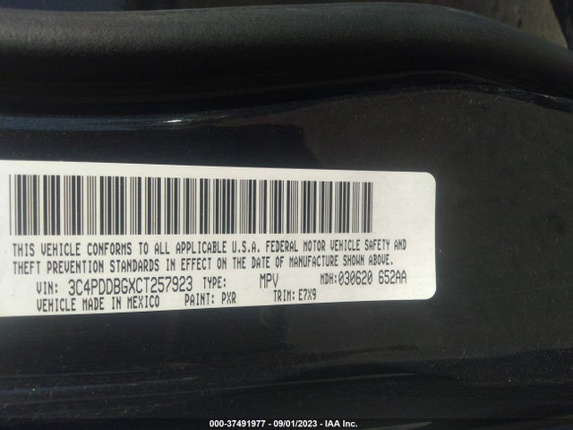 2012 DODGE JOURNEY SXT VIN: 3C4PDDBGXCT257923