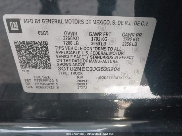 3GTU2NEC3JG535204 GMC Sierra 1500 Slt