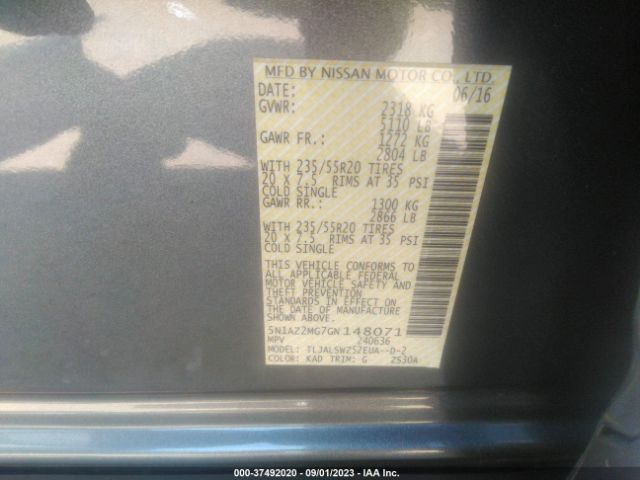 5N1AZ2MG7GN148071 Nissan Murano Platinum