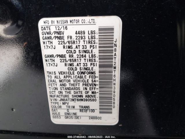 JN8AT2MT6HW390580 Nissan ROGUE S