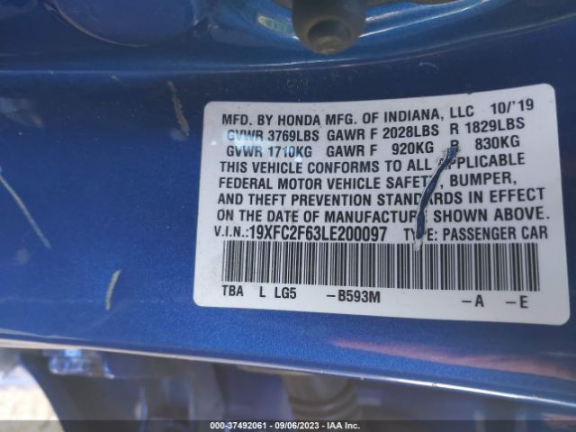 19XFC2F63LE200097 Honda Civic Sedan Lx