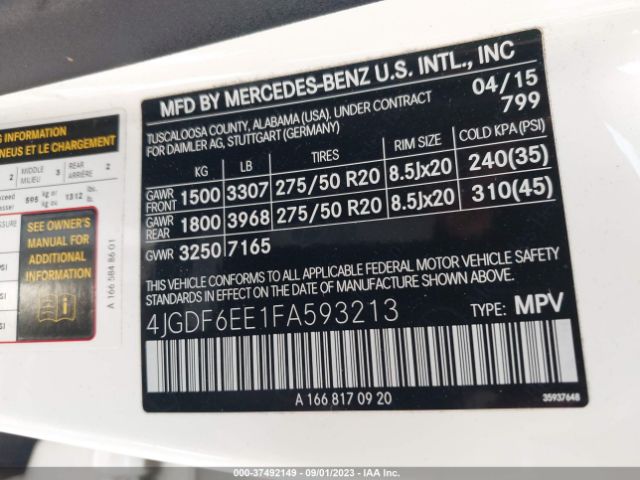 4JGDF6EE1FA593213 Mercedes-Benz Gl-class Gl 450