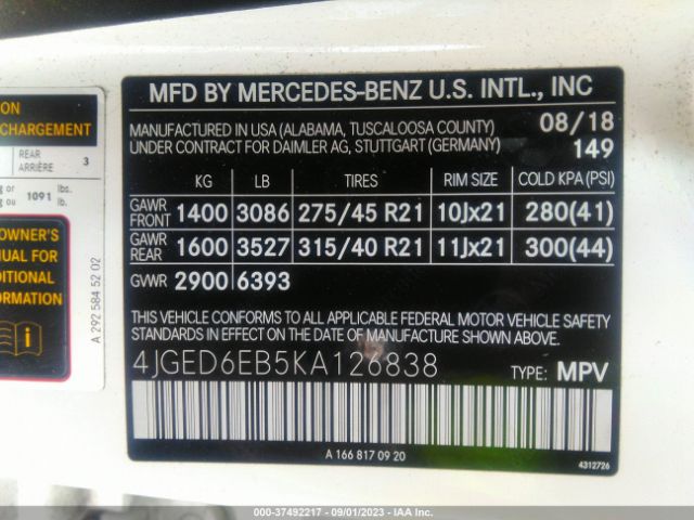 4JGED6EB5KA126838 Mercedes-Benz Gle Amg Gle 43