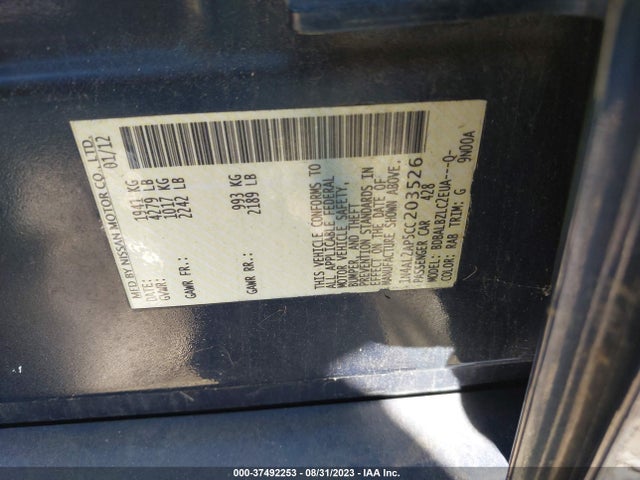 2012 NISSAN ALTIMA 2.5 S VIN: 1N4AL2AP5CC203526