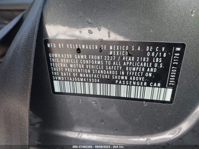 3VWD17AJ5GM419304 Volkswagen Jetta Sedan 1.8t Sport