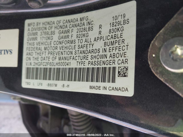 Honda Civic Sedan Lx 2020 2HGFC2F60LH500041 Image 9