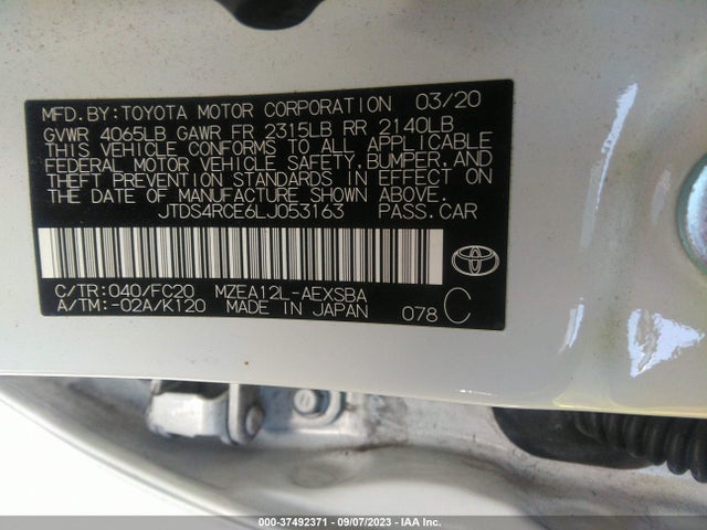 Toyota COROLLA SE 2020 JTDS4RCE6LJ053163 Image 9