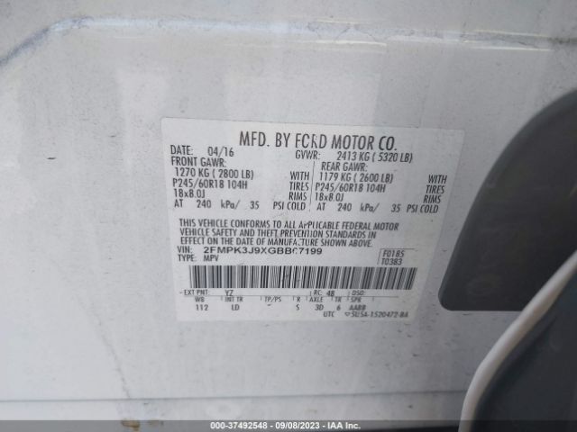 2FMPK3J9XGBB67199 Ford EDGE SEL